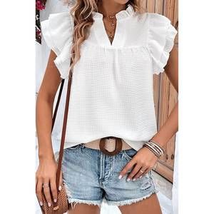 NEW MISS SPARKLING ruffle & go blouse in white